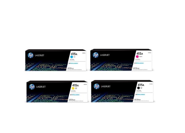 طقم أحبار ليزر ألوان اتش بي 415A أصلي (أسود - أزرق - أحمر - أصفر) HP 415A Original Laser Toner Cartridge Set (Black, Cyan, Magenta, Yellow)