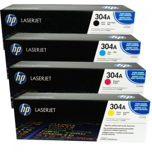 طقم حبر 304A أصلي – أربع ألوان – HP 304A Original Toner Set (Black + Cyan + Magenta + Yellow)