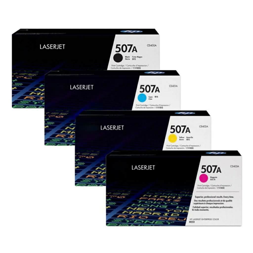 طقم حبر 507A عالي الجودة – أربع ألوان – HP 507A Compatible Toner Set (Black + Cyan + Magenta + Yellow)