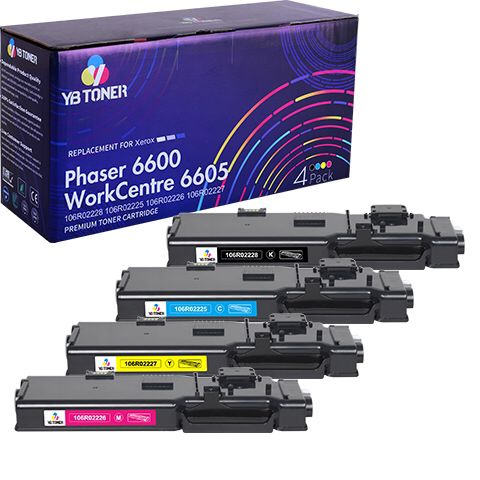 طقم أحبار ألوان متوافق Xerox 6600 / 6605 – Compatible Xerox Phaser 6600-6605 Color Toner Cartridge Set
