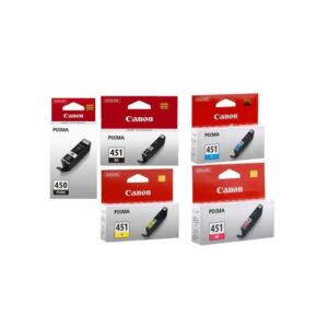 طقم أحبار حبر سائل أصلي كانون Canon PIXMA 450 / 451 – Original Canon PG-450 + CL-451 Ink Cartridge Set (2 Black + Color)