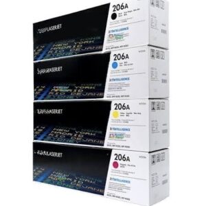 طقم أحبار ليزر متوافق اتش بي HP 206A – Compatible HP 206A Laser Toner Set (Black + Cyan + Magenta + Yellow)