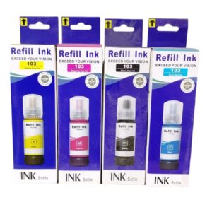 طقم حبر Epson 103 متوافق (أسود + ألوان) –   Compatible Epson 103 Ink tank Bottle Set (Black + CMY) –