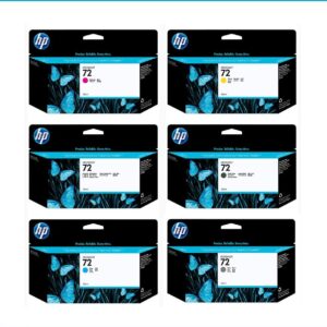 طقم حبر أصلي HP 72 سعة 130ml للطابعات HP DesignJet T1100 / T1120 / T1200 / T1300 / T2300 / T610 / T620 / T770 / T790 (6 ألوان) – Original HP 72 130ml Ink Cartridge Full Set Multipack for HP DesignJet T1100 / T1120 / T1200 / T1300 / T2300 / T610 / T620 / T770 / T790 Printers